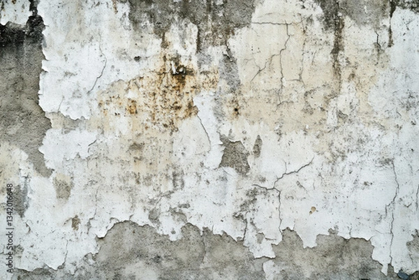 Fototapeta Aged and weathered peeling paint on cracked concrete surface
