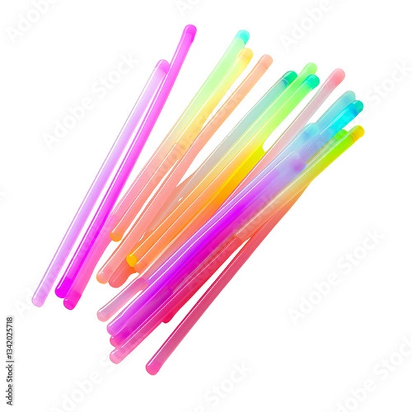 Fototapeta A set of glow sticks for a party, on a transparent background