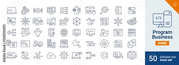 Fototapeta Program icons Pixel perfect. Data, code, computer, ....	
