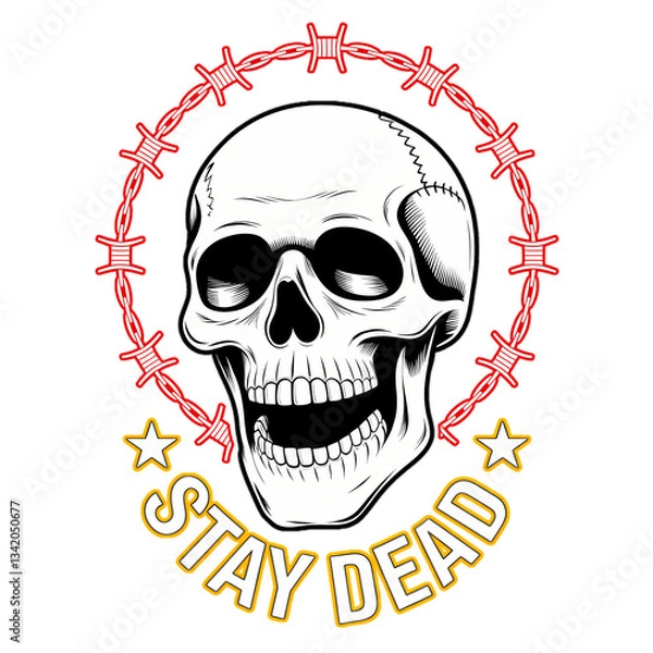 Obraz A skull with barbed wire around it