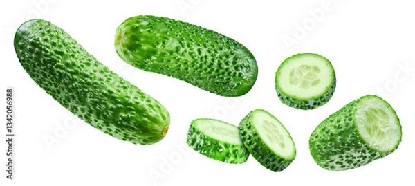 Fototapeta Cucumber isolated on white background clipping path