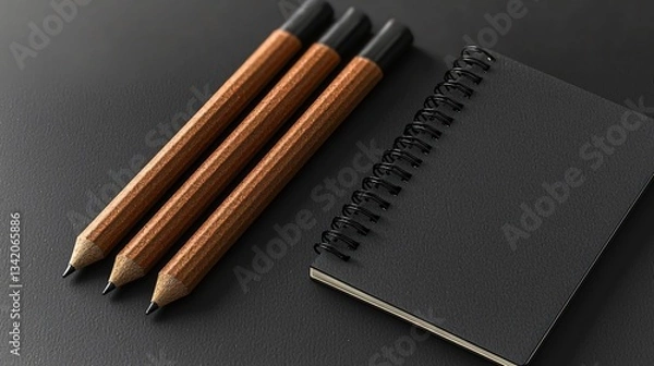 Fototapeta Dark Stationery on Dark Surface