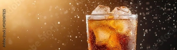 Obraz Colorful Drink Splash in Glass with Ice Cubes and Dramatic Background