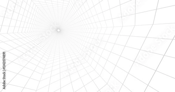 Fototapeta Lines grid technology perspective background. 3d rendering.