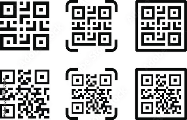 Fototapeta Scan QR code icon in flat. Digital scanning code. isolated on transparent background