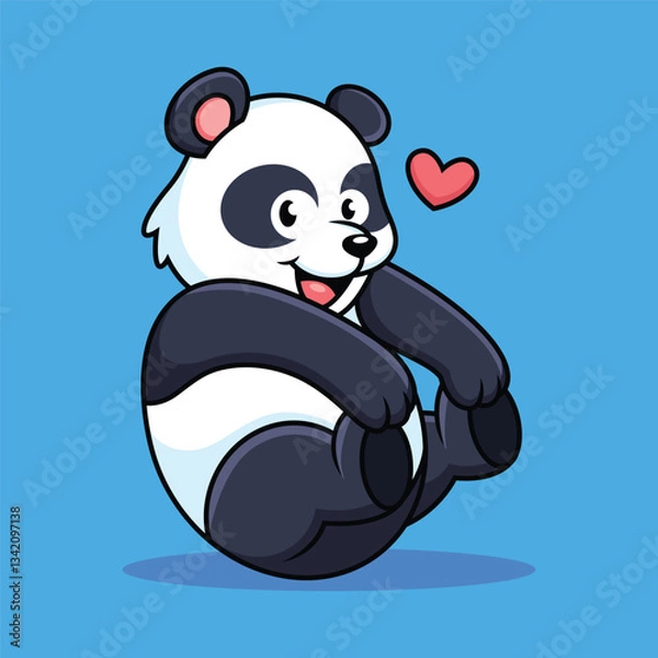 Fototapeta A cute panda with cute pose. It can be used for printing, textiles, web design. Vector illustration