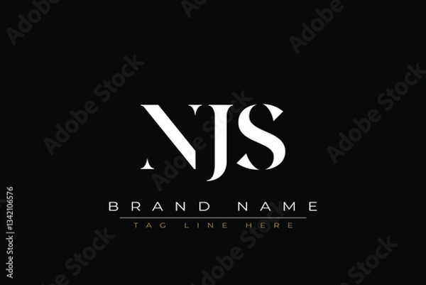 Fototapeta NJS abstract letter logo design. This logo is designed by three abstract letters