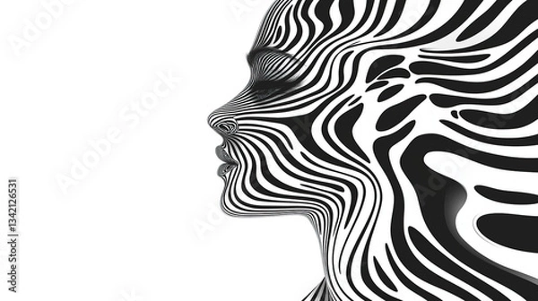 Fototapeta Creative black and white portrait of a young woman