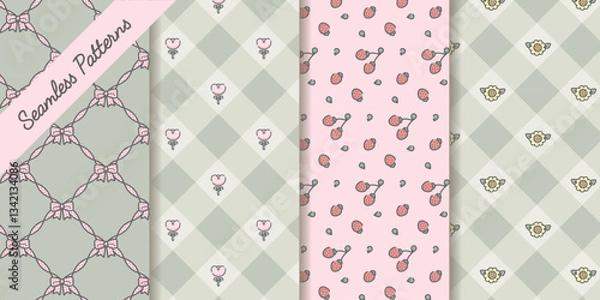Obraz Cute Seamless Patters Set