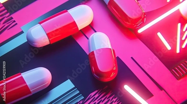 Obraz Medical tablets on a geometric background