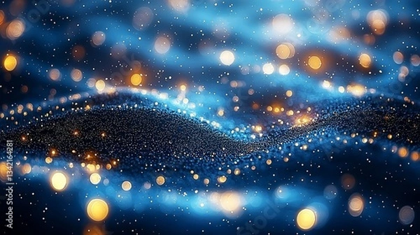 Fototapeta Abstract Blue and Gold Particle Background