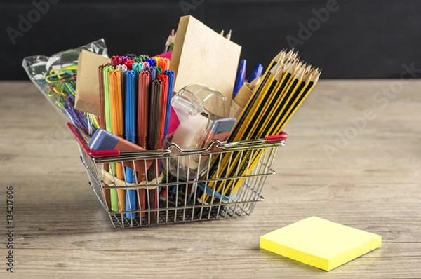 Obraz School shopping cart