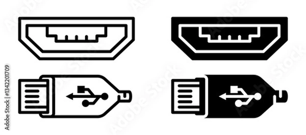Obraz usb icon set flat vecktor trendy popular simple