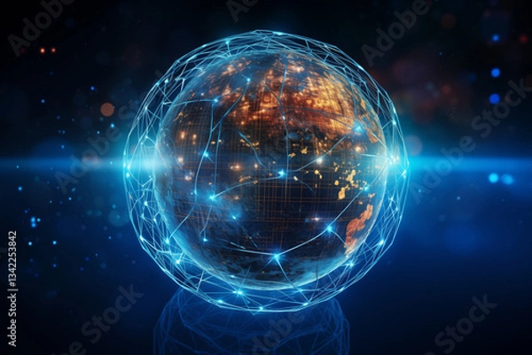 Fototapeta 5G Network Connection Visualization	