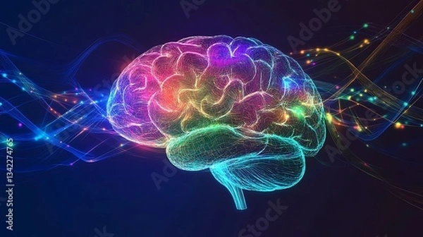 Fototapeta The Vibrant Human Brain: A Symphony of Neural Pathways and Cognitive Processes