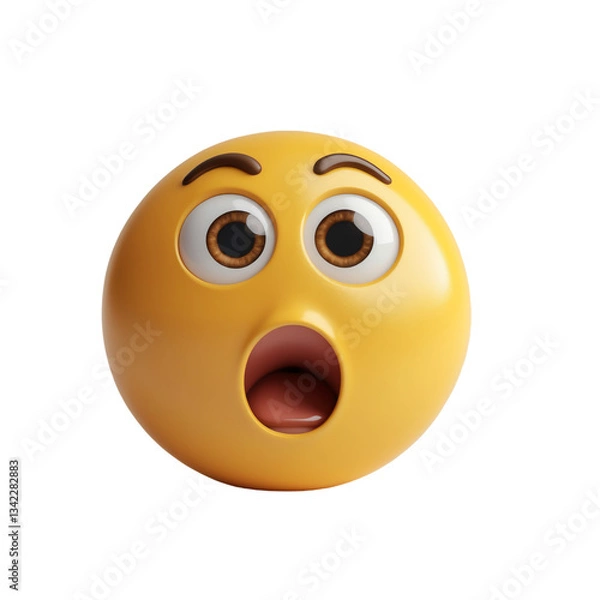 Fototapeta 3D Render of Amazed Face Emoji Isolated on Transparent Background.