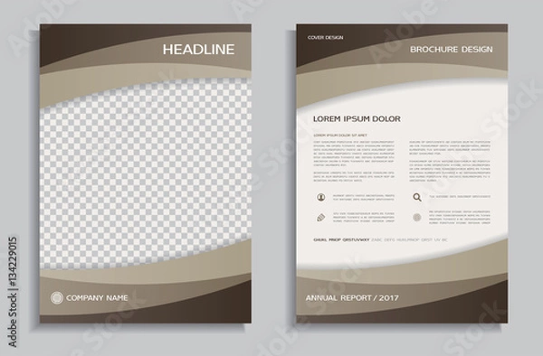 Obraz Brown flyer design template - brochure - annual report, front and back page 
