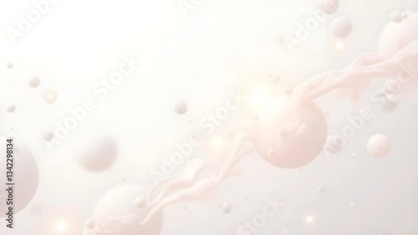 Obraz Flowing Spheres Digitally Rendered Serene, Creamy Substance, Against Light Background