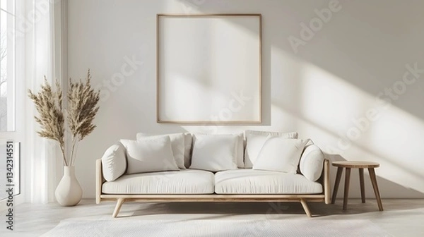 Fototapeta Elegant Interior with Wooden Frame Mockup