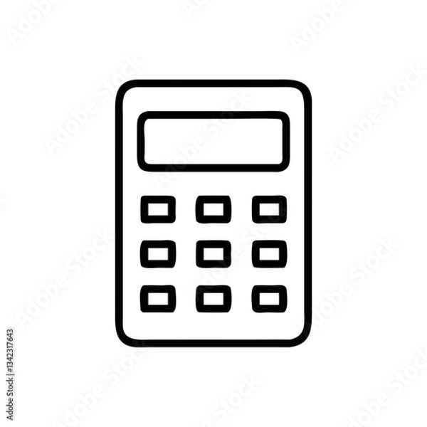 Fototapeta a black and white outline of a calculator on a light backdrop vector icon illustration
