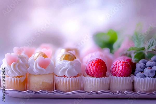 Fototapeta Geometric Fruit Desserts with Metallic Accents