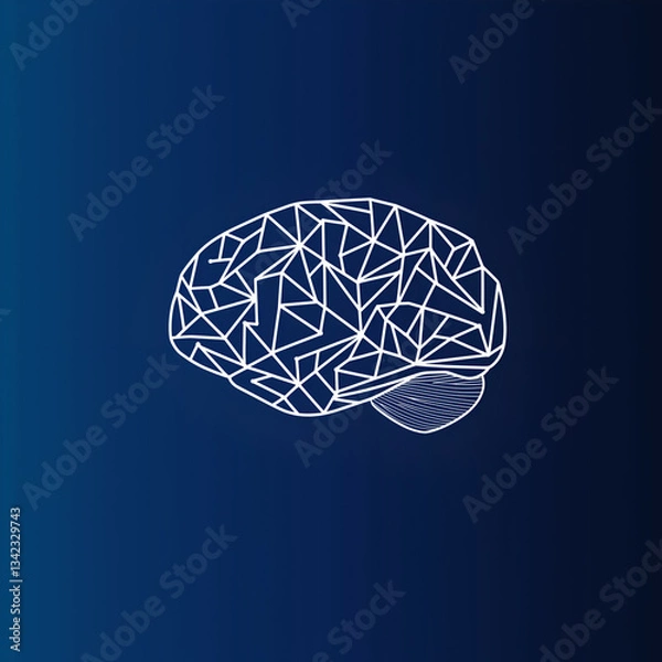 Fototapeta Abstract Brain Network - Illustration of Geometric Technology Design in Digital Art and Neuroscience