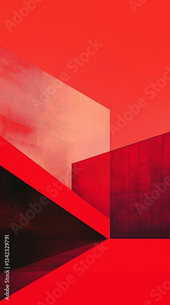 Fototapeta Abstract Red Architectural Design Geometric Concrete Structures