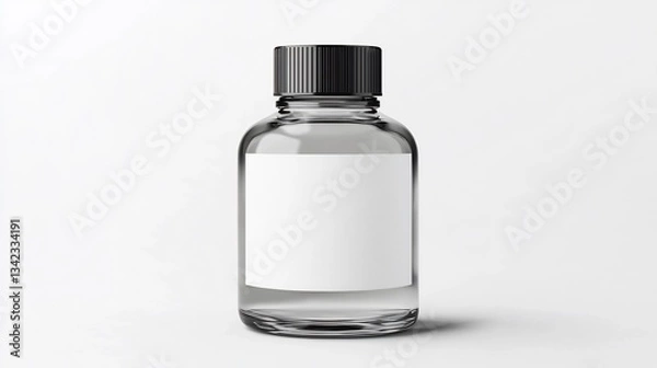 Fototapeta Minimalist cosmetic bottle mockup featuring blank label on a stylish glass container