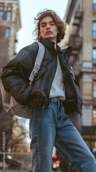 Fototapeta Striking a Pose in Street Style: A Perfect Blend of Modern Vibes in VF Wear