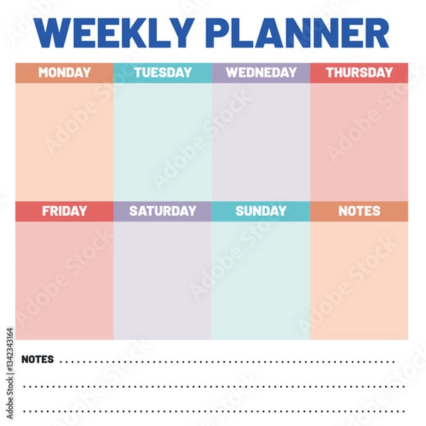 Fototapeta Weekly Planner Template Concept