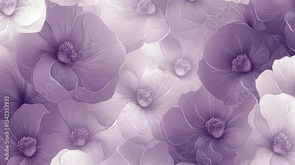 Fototapeta Soft Focus Purple And White Flower Backgrounds And Textures With Floral Patterns And Illustrations For Wallpapers And Posters. Floral Background With Soft Focus Flowers And Elegant Blooms. Delicate