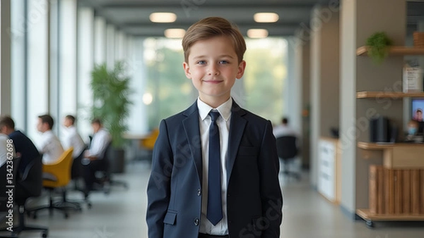 Obraz child wearing a business suit in a business office

