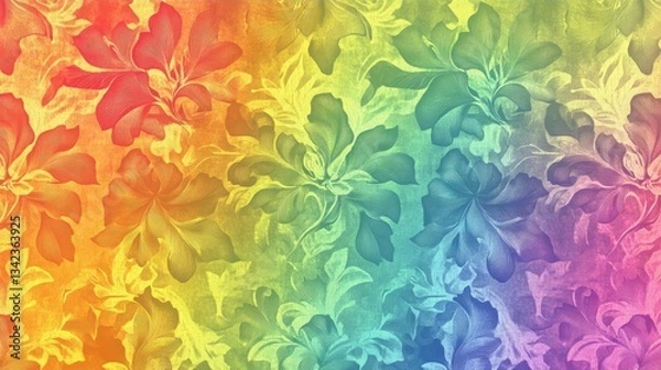 Fototapeta Vibrant Rainbow Floral Pattern Background Texture