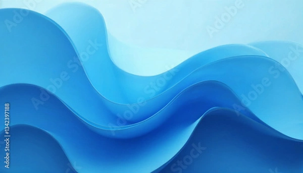 Fototapeta Abstract digital art, featuring a dynamic composition of flowing, organic shapes in shades of blue