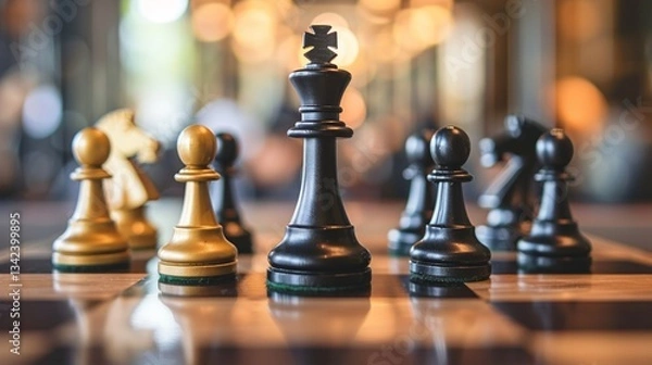 Obraz chess pieces on a chessboard