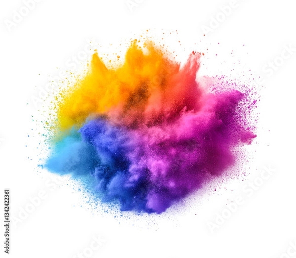 Fototapeta Vibrant multicolor powder explosion creating a stunning burst of colors, cut out