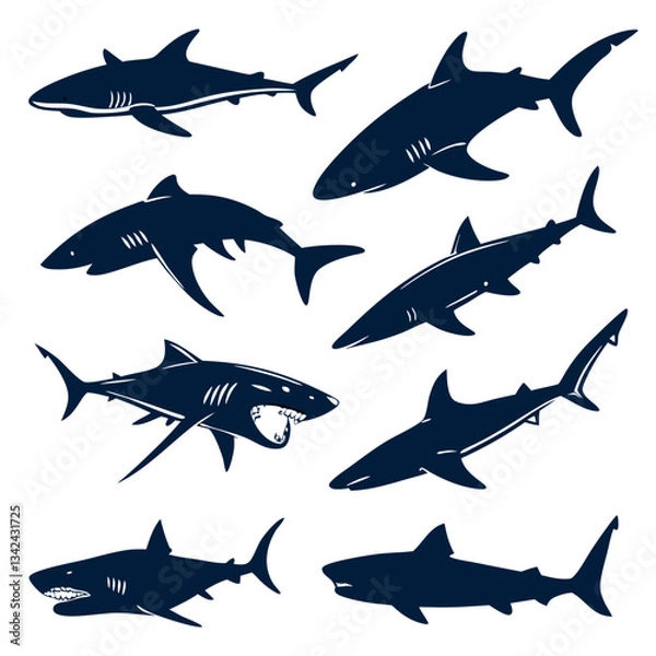 Fototapeta seamless pattern with sharks
