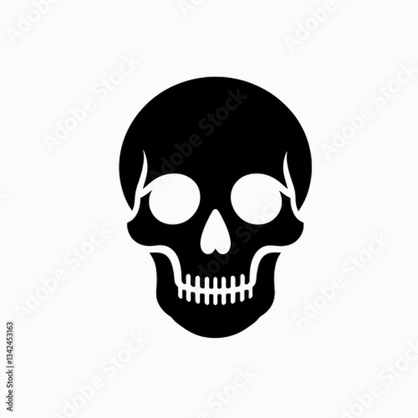 Fototapeta Vector emblem logo: flat skull on a white background, illustration in vector EPS10 format on a transparent isolated clipart background, stylish minimalist design.