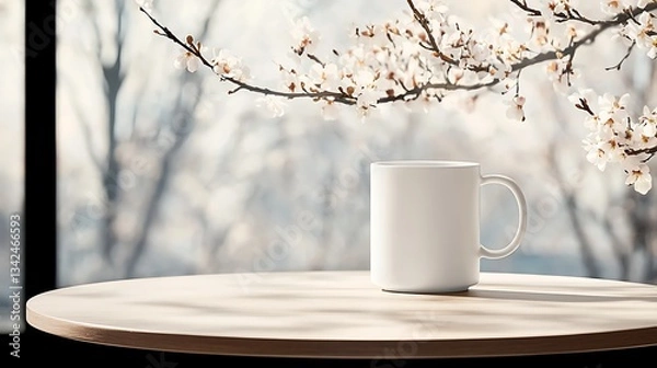 Fototapeta Spring Morning Coffee for Window View.