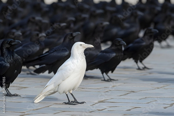 Obraz Albino Crow Among Black Crows