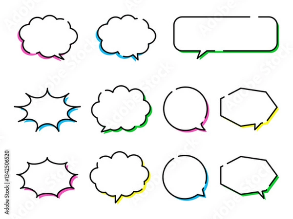 Obraz カラフルな影付きの吹き出しセット