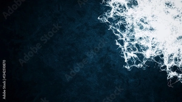 Obraz Abstract Dark Blue Watercolor Background with White Ink Splashes  High Resolution Texture