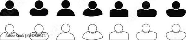 Fototapeta  User icon in flat style, Person icon, User icon for web site,vector illustration of a black and white background