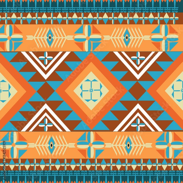 Obraz Indigenous Art , American Motif,Tribal Pattern,Southwestern Design,Geometric Textile,Ethnic Ornament, Navajo Inspired, 
Native American Art