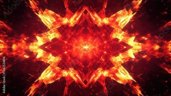 Fototapeta Abstract Fiery Orange And Red Geometric Pattern Backgrounds and Textures for Digital Design Uses and Inspiration for Graphic Arts and Illustrations with Vibrant Colors and Symmetrical Patterns that