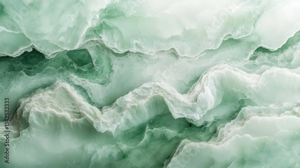 Fototapeta Serene jade green marble texture with layered patterns in natural stone