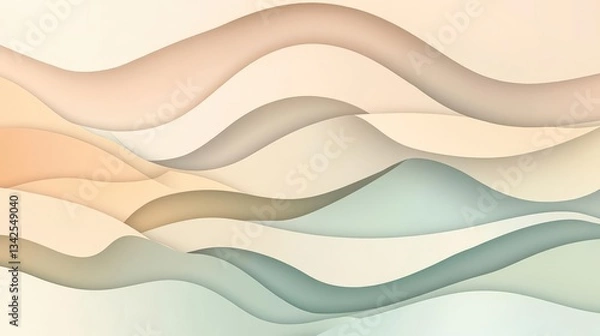Fototapeta Abstract Pastel Wave Background Design with Paper Cutout Layers