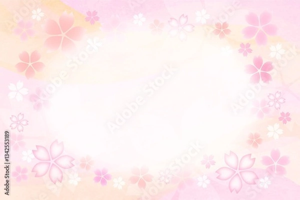 Fototapeta 春の桜の風そよぐ背景フレーム５