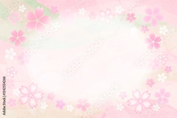 Fototapeta 春の桜の風そよぐ背景フレーム７