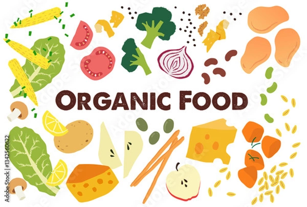 Obraz Organic Food Collection - Hand-made vector illustration elements